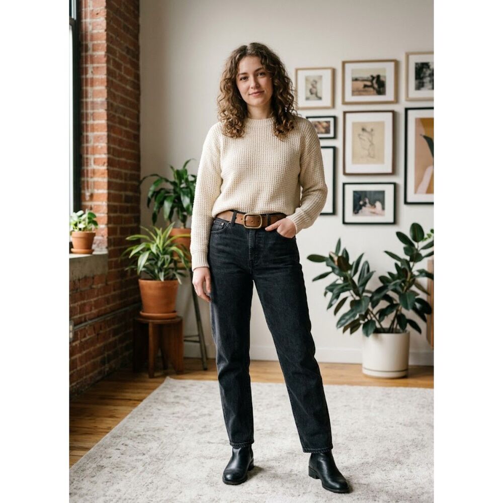 NWT Levi's Middy Straight Irregular Black Jeans Mid Rise 29x30